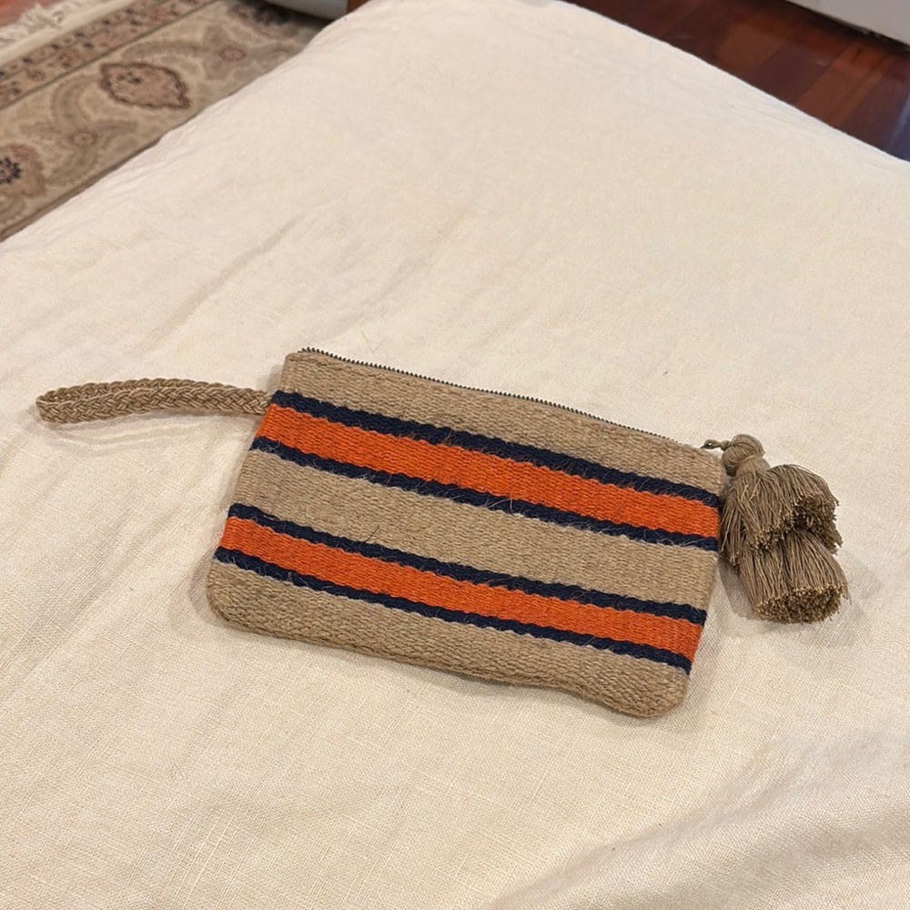 J. Jill Tan and Orange Striped Wristlet